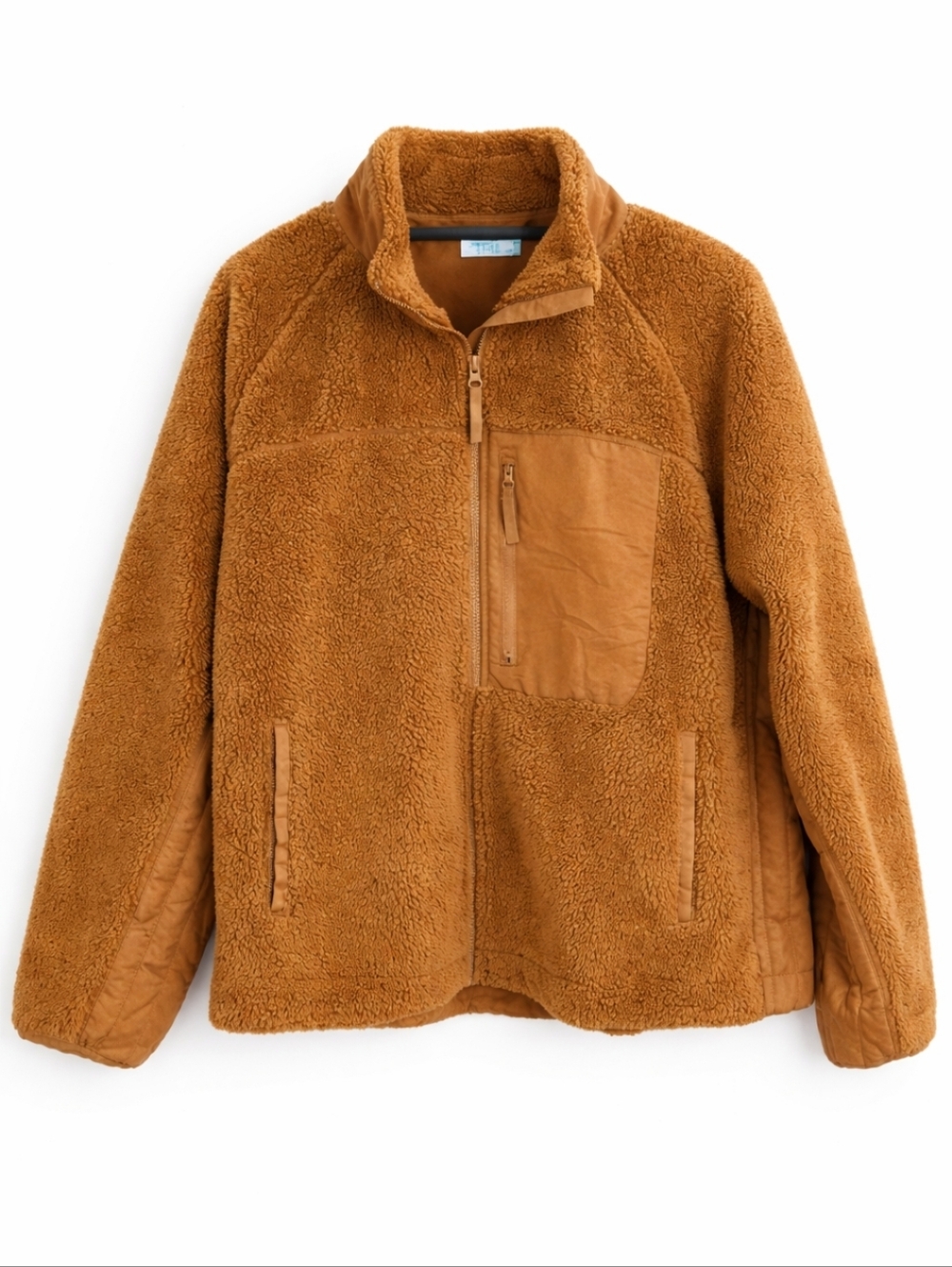 Time N Tru Rust Brown Fuzzy Full Zip Jacket With Front Zip Pocket Plus Sz 1X